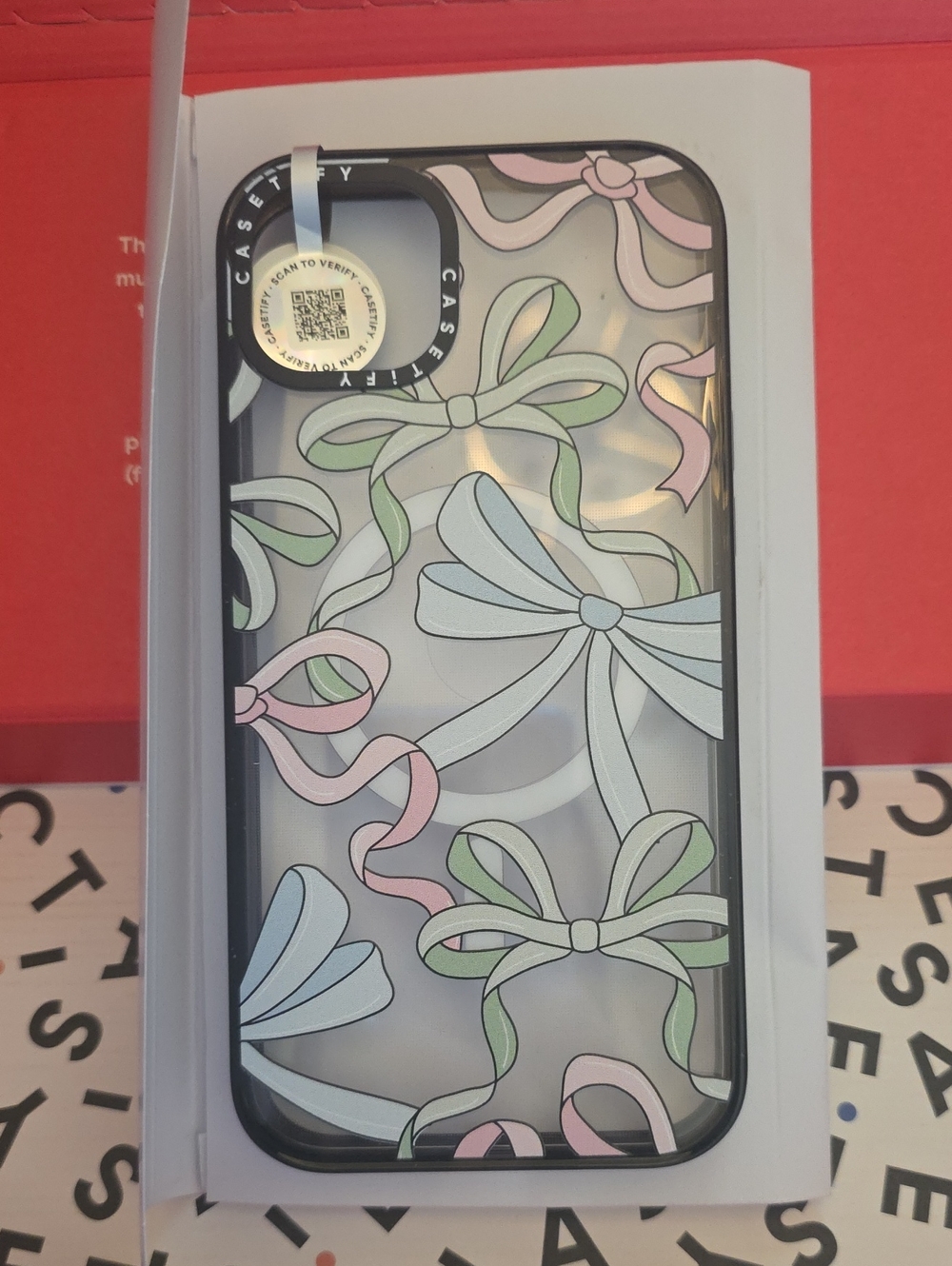 Casetify Clear iPhone Case with Pastel Pink, Blue & Green Bows